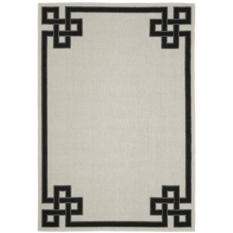AVERLEY HOME Traverse Beige 5 ft. 3 in. x 7 ft. 3 in. Greek Key Border Indoor/Outdoor Area Rug 344661