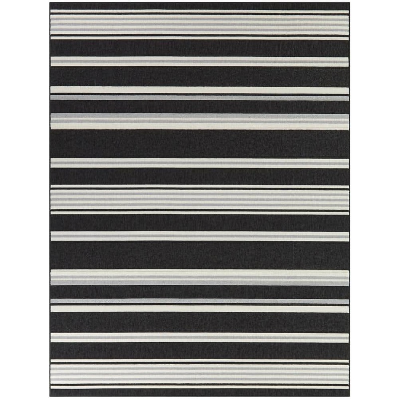 BALTA Antonin Black 5 ft. 3 in. x 7 ft. Stripe Indoor/Outdoor Area Rug 3102678