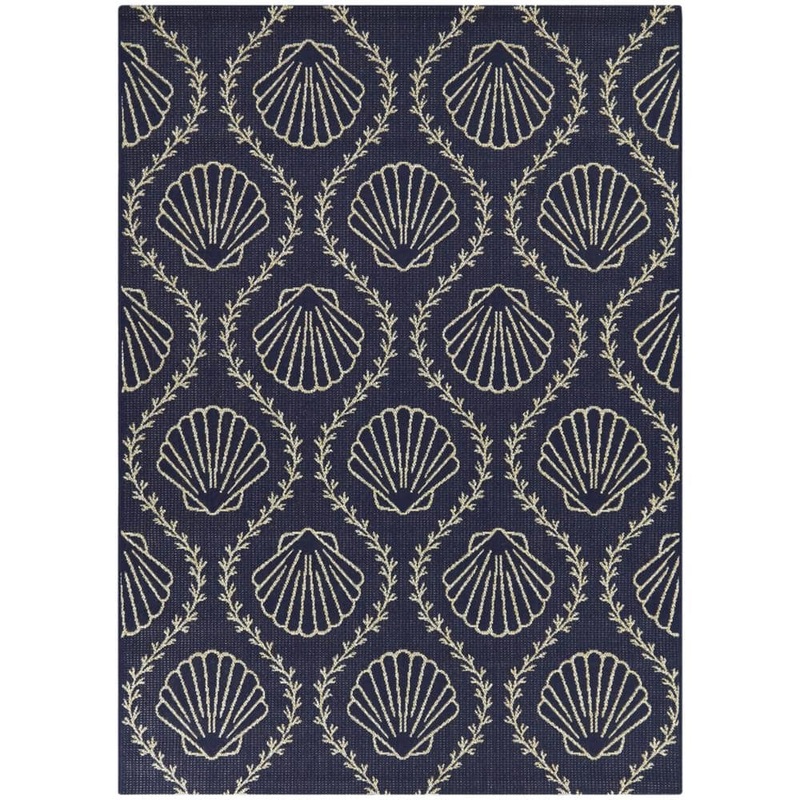 BALTA Maiano Navy Blue 8 ft. x 10 ft. Seashells Indoor/Outdoor Area Rug 3118813