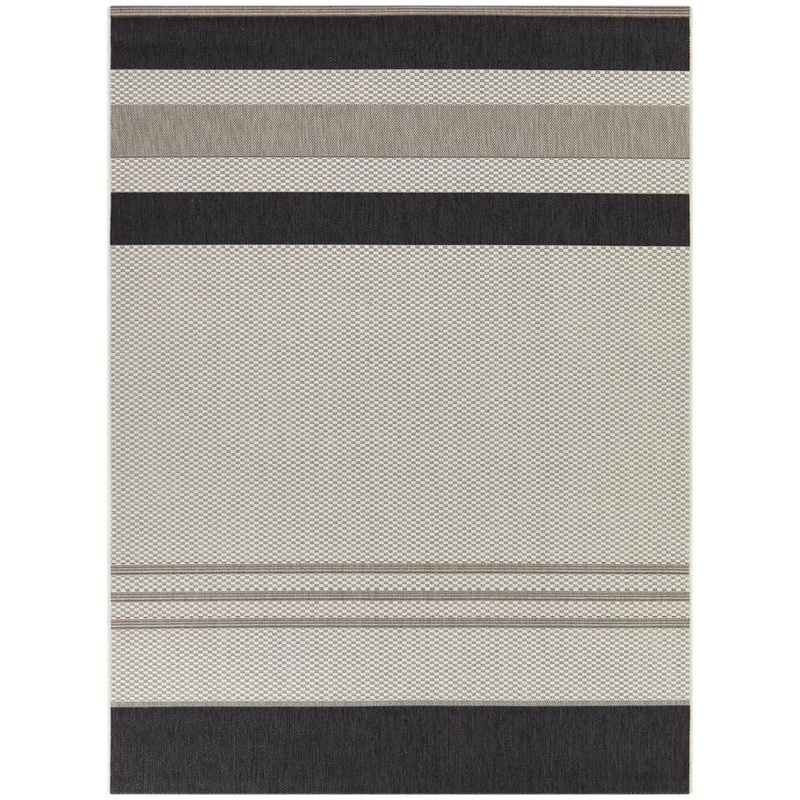 BALTA Sandor Charcoal 5 ft. x 7 ft. Striped Indoor/Outdoor Area Rug 3116842