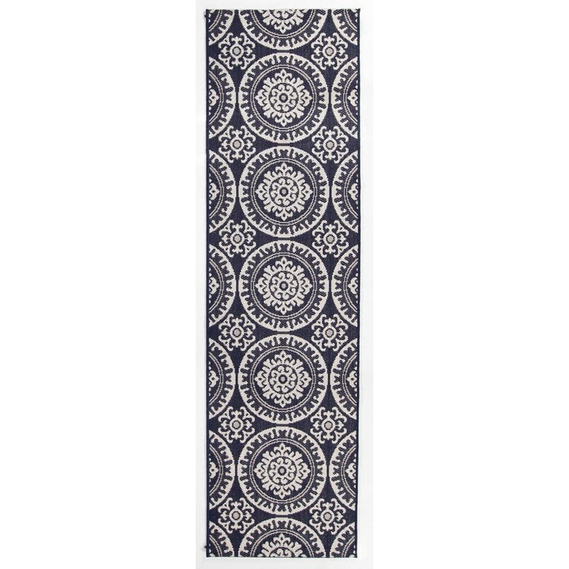 BALTA Theodora Dark Blue 2 ft. x 7 ft. Indoor/Outdoor Runner Rug 3003472