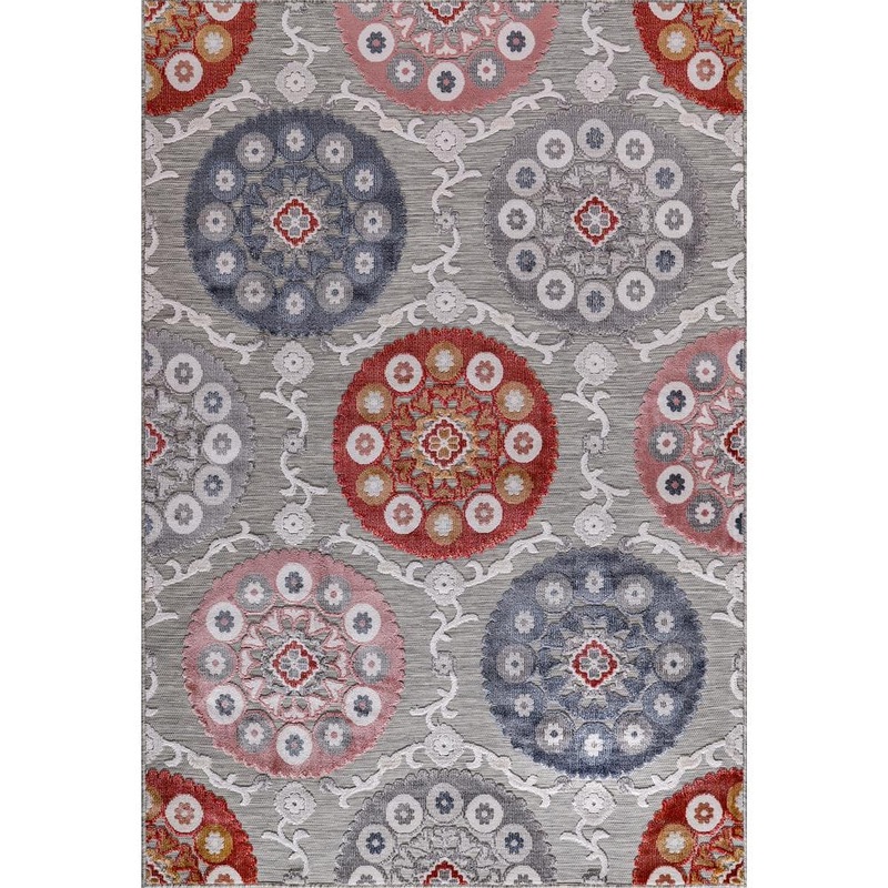 CAMILSON Bloom Multi Color 5 ft. x 7 ft. Bohemian Medallion Floral Indoor/Outdoor Area Rug SPR3003-MLT-5×7-HD