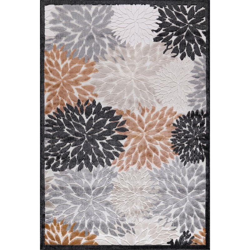 CAMILSON Bloom Orange/Gray 9 ft. x 12 ft. Floral Exotic Tropical Indoor/Outdoor Area Rug SPR3001-ORG-9×12-HD