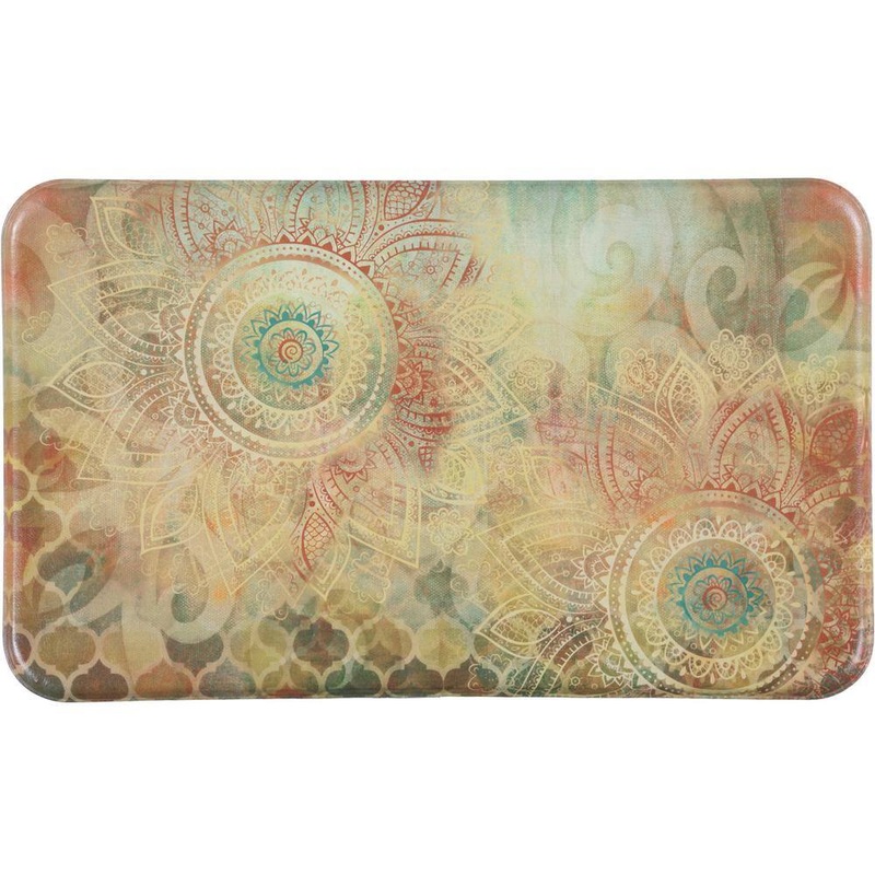 J&V TEXTILES Cloud Comfort Boho Study Floral 24 in. x 36 in. Anti-Fatigue Kitchen Mat BIG DC44