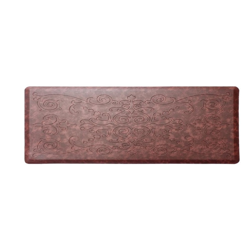 J&V TEXTILES Cloud Comfort Burgundy 17 in. x 60 in. Medallion Embossed Anti-Fatigue Mat EMB04 17*60