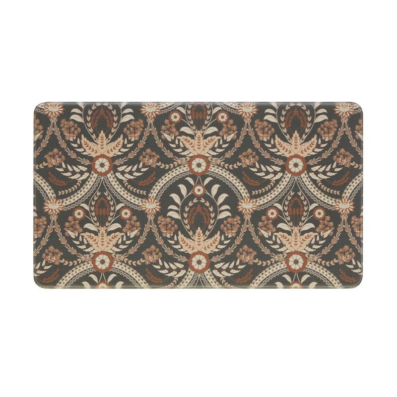 Laura Ashley Rust Floral 17.5 in. x 32 in. Anti-Fatigue Wellness Mat LAK015838