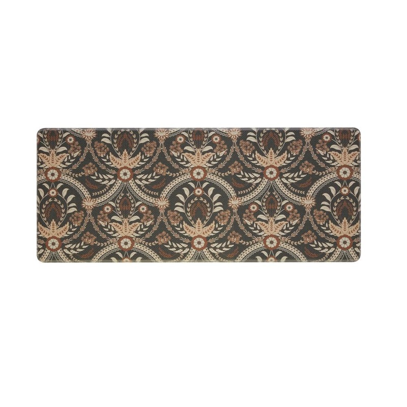 Laura Ashley Rust Floral 17.5 in. x 48 in. Anti-Fatigue Wellness Mat LAK015839
