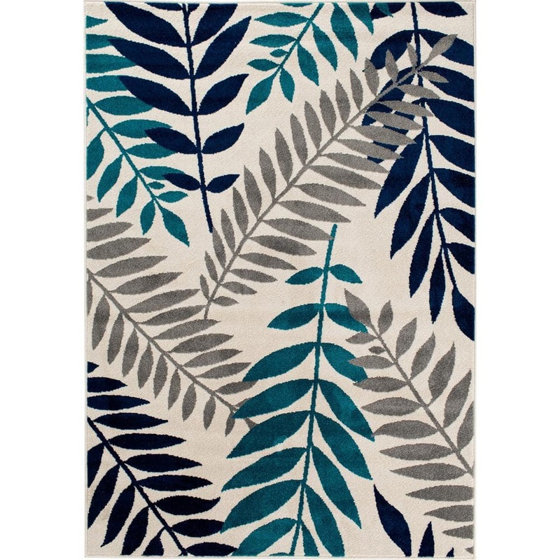 LOOMAKNOTI Tecopa Kashton Blue 7 ft. 10 in. x 9 ft. 10 in. Floral Polypropylene Indoor/Outdoor Area Rug 2304NP80EC.084
