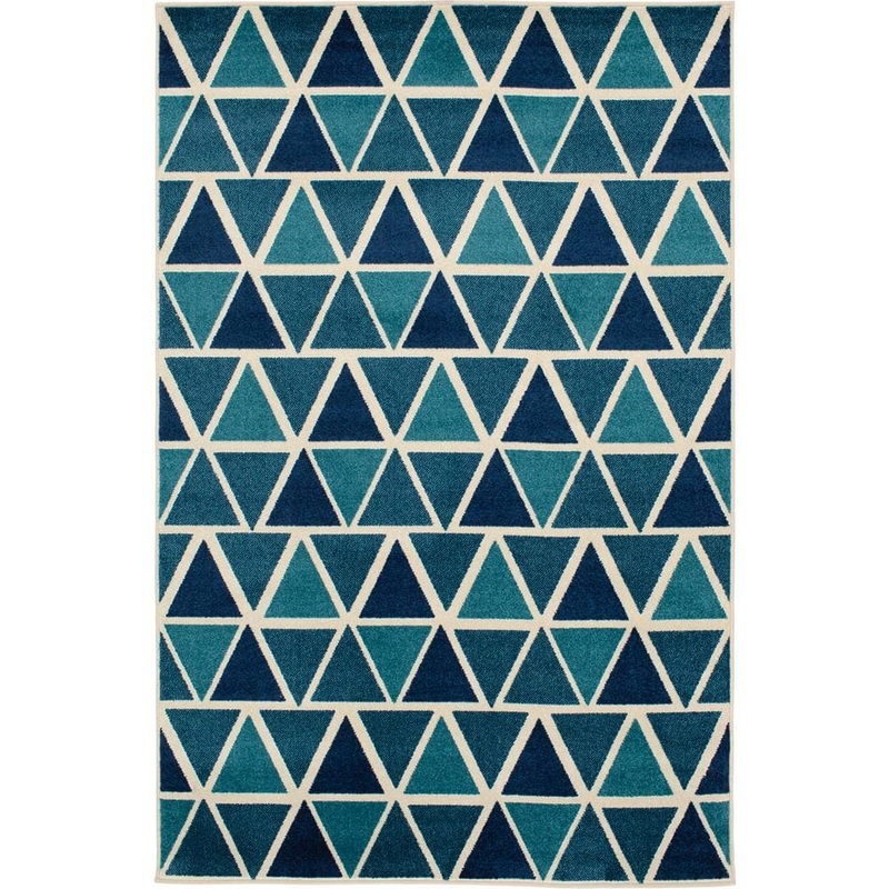 LOOMAKNOTI Tecopa Kinslarnie Blue 6 ft. 7 in. x 9 ft. 6 in. Geometric Polypropylene Indoor/Outdoor Area Rug 2346NQ70EC.084