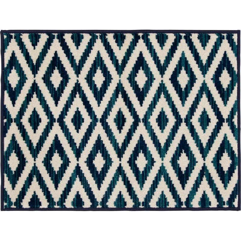 LOOMAKNOTI Tecopa Yarzmini Blue 2 ft. 3 in. x 3 ft. Geometric Polypropylene Indoor/Outdoor Area Rug 2345NP23EC.084