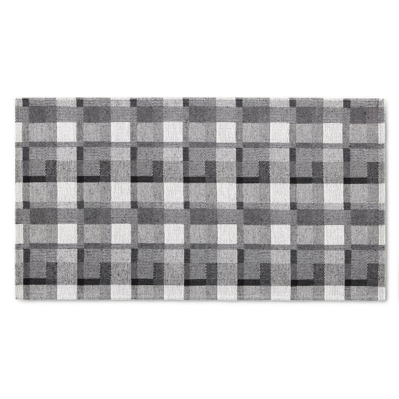 MARTHA STEWART Stella Owen Plaid Black/Gray 20 in. x 36 in. Slip-Resistant Kitchen Mat 20-OWNPLD-492