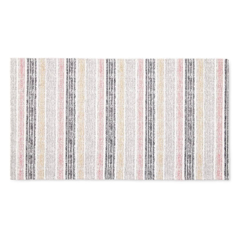 MARTHA STEWART Stella Ticking Stripe Gray/Yellow 20 in. x 36 in. Slip-Resistant Kitchen Mat 20-TICKST-620