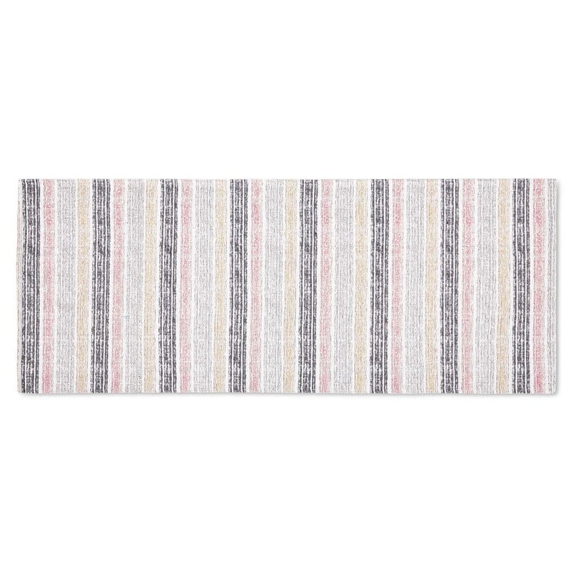 MARTHA STEWART Stella Ticking Stripe Gray/Yellow 20 in. x 50 in. Slip-Resistant Kitchen Runner Mat 4A-TICKST-620