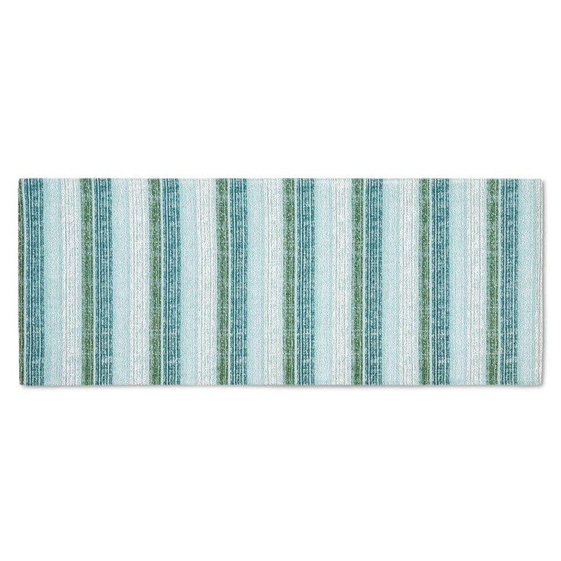 MARTHA STEWART Stella Ticking Stripe Mint Green/White 20 in. x 50 in. Slip-Resistant Kitchen Runner Mat 4A-TICKST-411