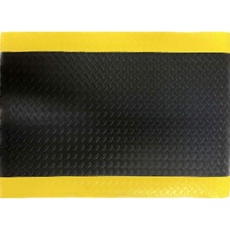 Mohawk Home Footlover Diamond Black/Yellow Stripe 36 in. x 48 in. Vinyl Indoor/Outdoor Anti Fatigue Mat 954048