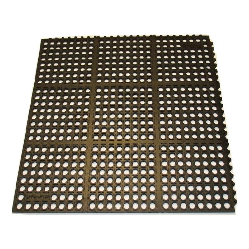 Ranco Industries K-Series Black 36 in. x 36 in. x 7/10 in. Drain-Thru Grease-Resistant Rubber Kitchen Mat K3-3636B