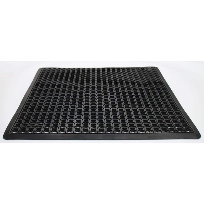 Rhino Anti-Fatigue Mats B-Series Black 36 in. X 36 in. Rubber Drain-Thru Anti-Fatigue Kitchen Mat BS-3636B