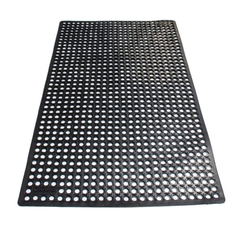 Rhino Anti-Fatigue Mats K-Series Comfort Tract Black 36 in. x 60 in. x 1/2 in. Indoor/Outdoor Rubber Non-Slip Grease-Resistant Drain-Through Mat KCT3660B