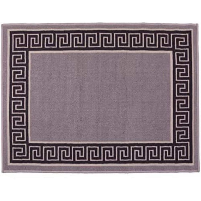 RugStylesOnline Doormat Greek Bordered Grey 26 in. x 36 in. Polyamide Indoor Doormat HD-MAT1501-26X36