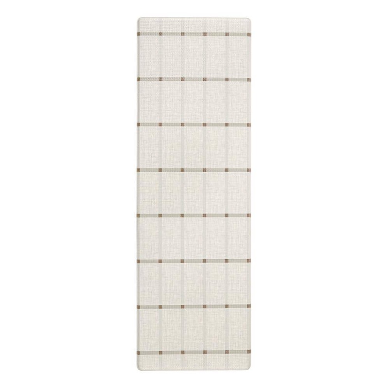 TOWN&COUNTRY LIVING Basic Comfort Plus Windowpane Plaid Beige 18 in. x 55 in. Anti Fatigue Mat 1A-E004-150