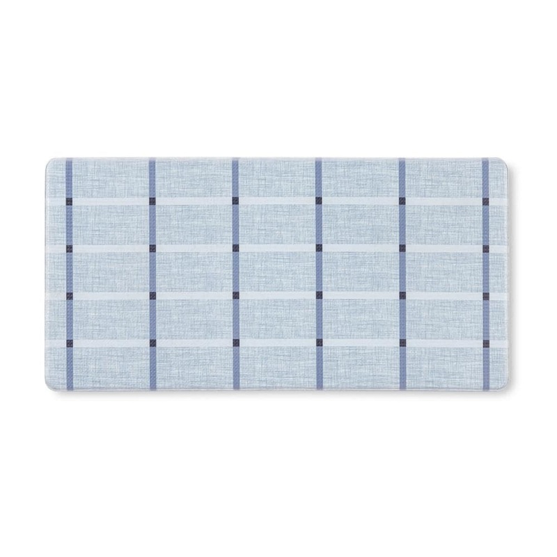 TOWN&COUNTRY LIVING Basic Comfort Plus Windowpane Plaid Blue 18 in. x 39 in. Anti Fatigue Mat 1-E004-309