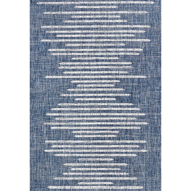 Unbranded Blue Polypropylene 4 ft. x 6 ft. Stripe Geometric Indoor/Outdoor Area Rug rug-107