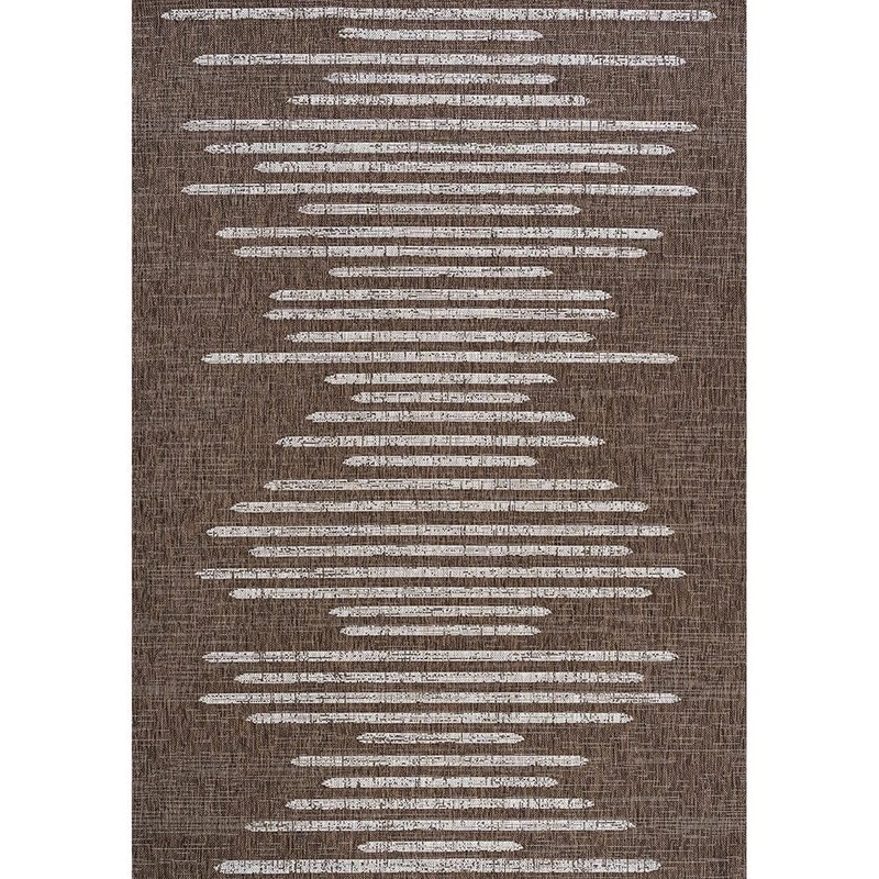 Unbranded Brown Polypropylene 4 ft. x 6 ft. Stripe Geometric Indoor/Outdoor Area Rug rug-108
