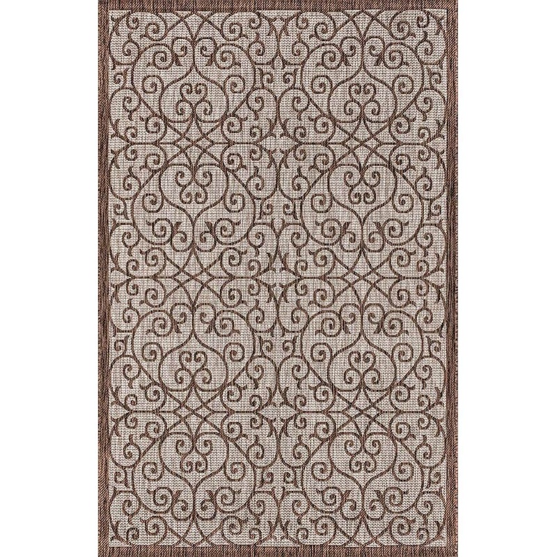 Unbranded Brown Polypropylene 5 ft. x 8 ft. Oriental Indoor/Outdoor Area Rug rug-104