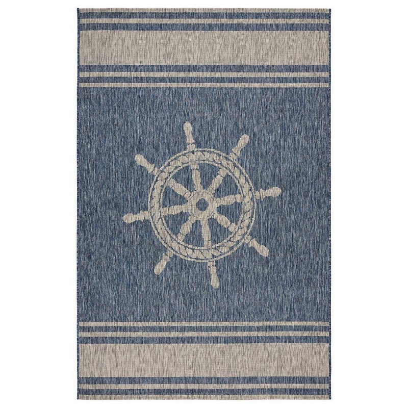 Unbranded Camila Nautical Helm Navy Blue/Gray 7 ft. 9 in. x 9 ft. 5 in. Rectangle Indoor/Outdoor Area Rug 7700A9984D9348