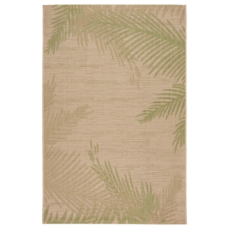 Unbranded Camila Tropical Beige/Green 5 ft. x 7 ft. Lush Palms Polypropylene Indoor/Outdoor Area Rug 8049A8984D9348