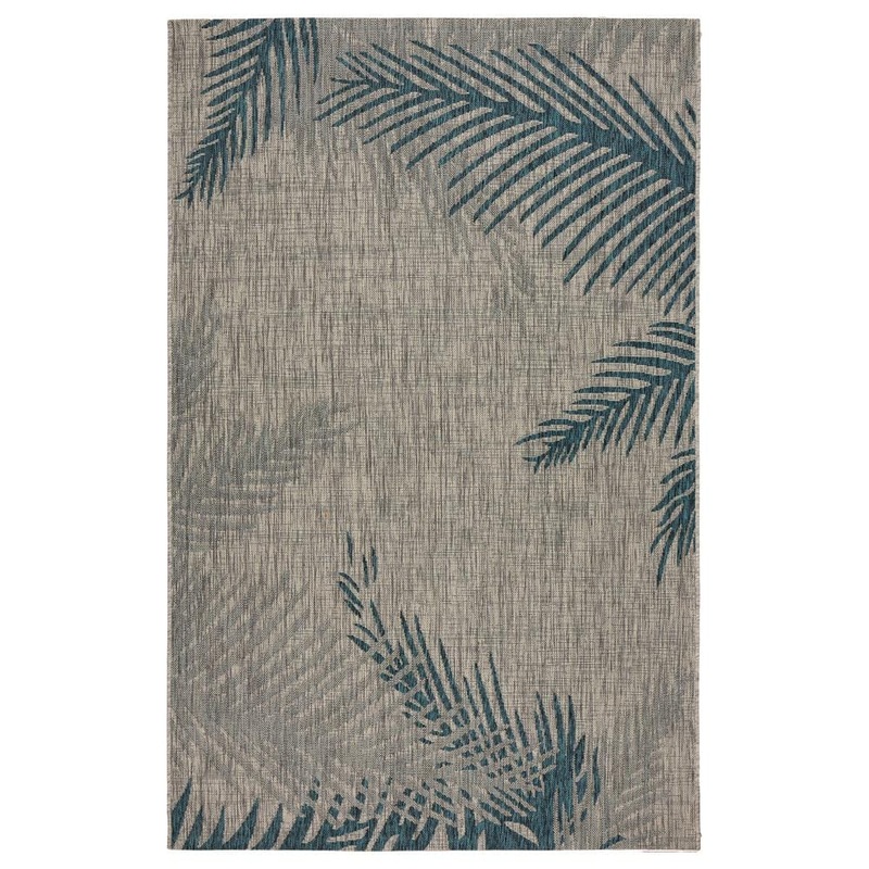 Unbranded Camila Tropical Gray/Blue 5 ft. x 7 ft. Palm Polypropylene Indoor/Outdoor Area Rug 1639A8984D9348