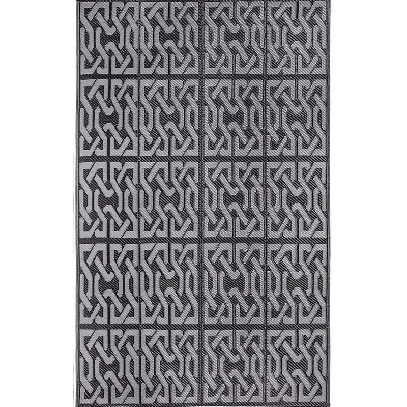 Unbranded Gray 9 ft. x 12 ft. Modern Geometric Plastic Indoor/Outdoor Area Rug rug-100