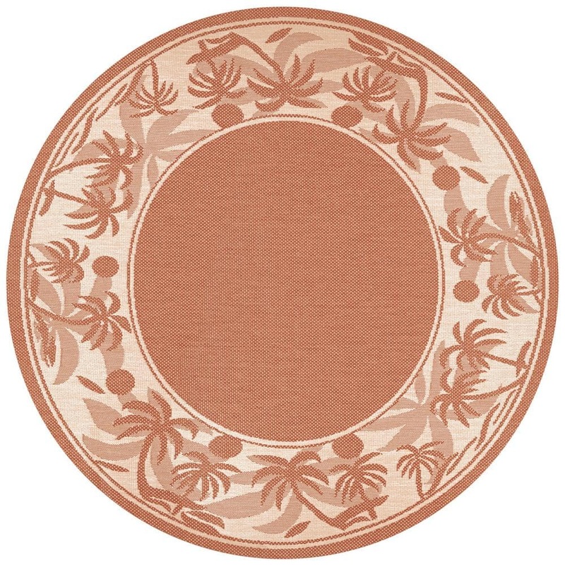 Unbranded Recife Island Retreat Terracotta Natural 8 ft. x 8 ft. Round Area Rug 12221122076076N