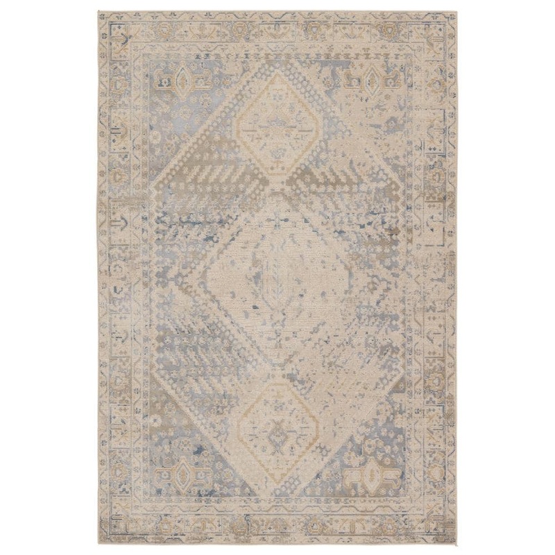 VIBE BY JAIPUR LIVING Vibe Rush Light Gray/Blue 3 ft. x 4 ft. Medallion Polypropylene Indoor/Outdoor Area Rug RUG156809