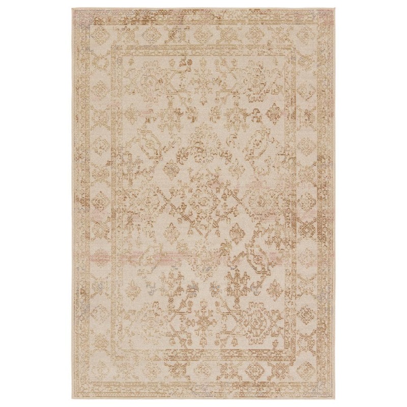 VIBE BY JAIPUR LIVING Vibe Salerno Gold/Ivory 3 ft. x 4 ft. Medallion Polypropylene Indoor/Outdoor Area Rug RUG156827