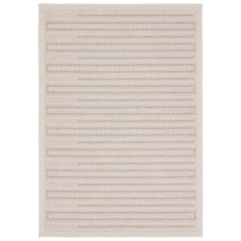 VIBE BY JAIPUR LIVING Vibe Theorem Taupe/Cream 4 ft. x 6 ft. Striped Polypropylene Indoor/Outdoor Area Rug RUG157317
