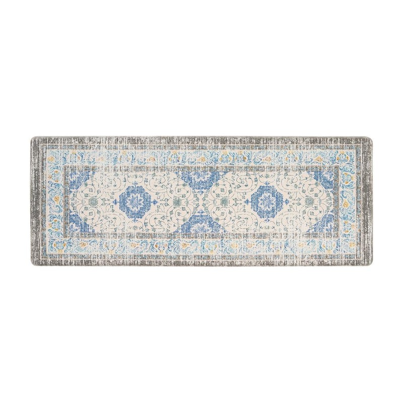 World Rug Gallery Blue 18 in. x 47 in. Persian Traditional Anti Fatigue Standing Mat 999Blue18x47