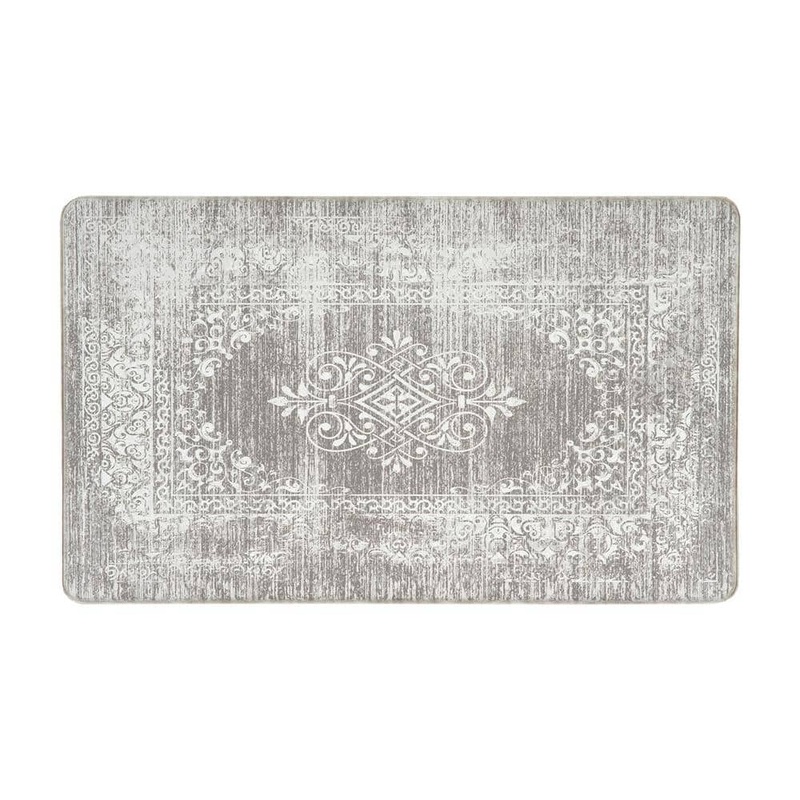 World Rug Gallery Gray Distressed Traditional Vintage Design 18 in. x 30 in. Anti Fatigue Standing Mat 811Gray18x30