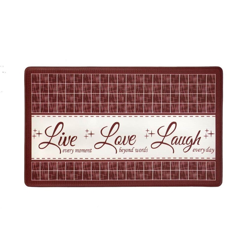 ACHIM Live, Love, Laugh Burgundy 18 in. x 30 in. Anti-Fatigue Mat ANFTMLLB12