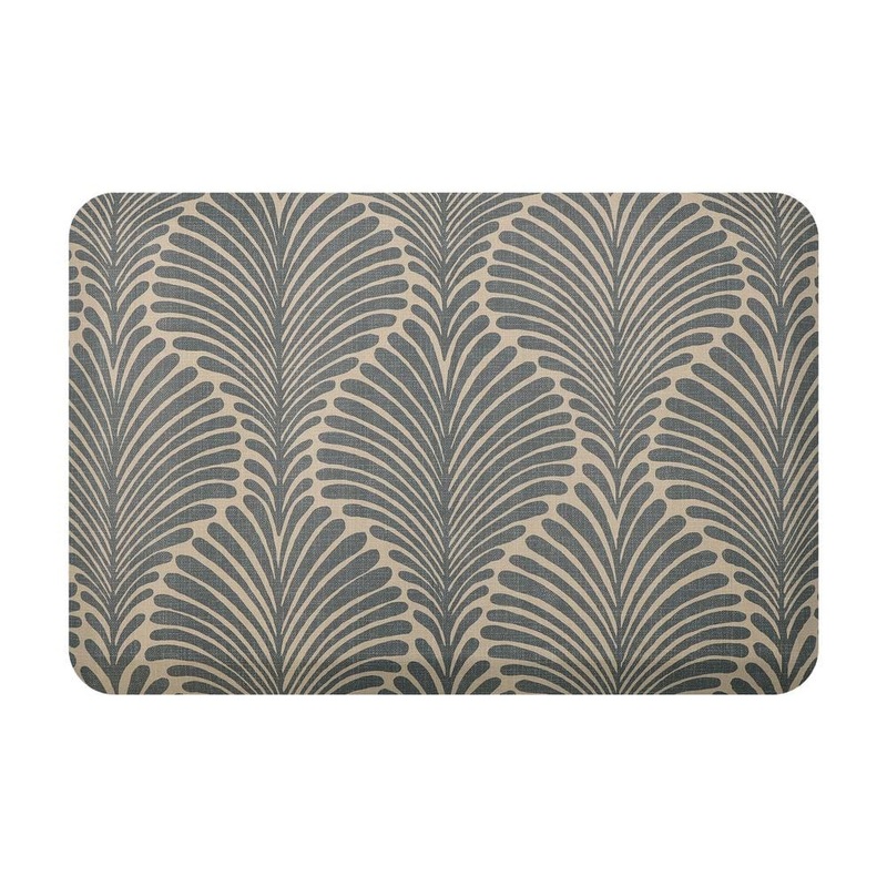 Bungalow Flooring Sole Comfort Palm Fronds 22 in. x 32 in. Blue on Beige Anti-Fatigue Comfort Mat 20958001203107