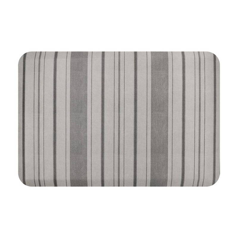Bungalow Flooring Sole Comfort Ticking Stripes 22 in. x 32 in. Light Grey Anti-Fatigue Comfort Mat 20958013203107