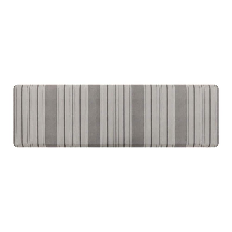 Bungalow Flooring Sole Comfort Ticking Stripes 22 in. x 72 in. Light Grey Anti-Fatigue Comfort Mat 20958013206107