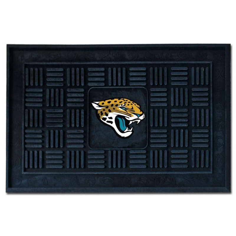 FANMATS NFL Jacksonville Jaguars Black 19 in. x 30 in. Vinyl Outdoor Door Mat 11445