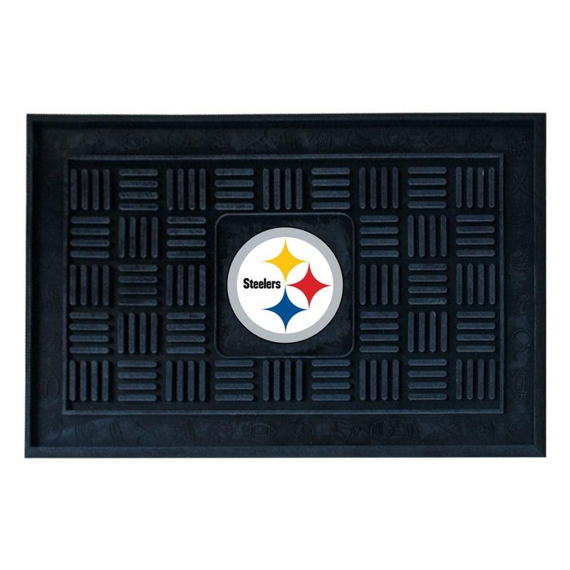 FANMATS NFL Pittsburgh Steelers Black 19 in. x 30 in. Vinyl Outdoor Door Mat 11455