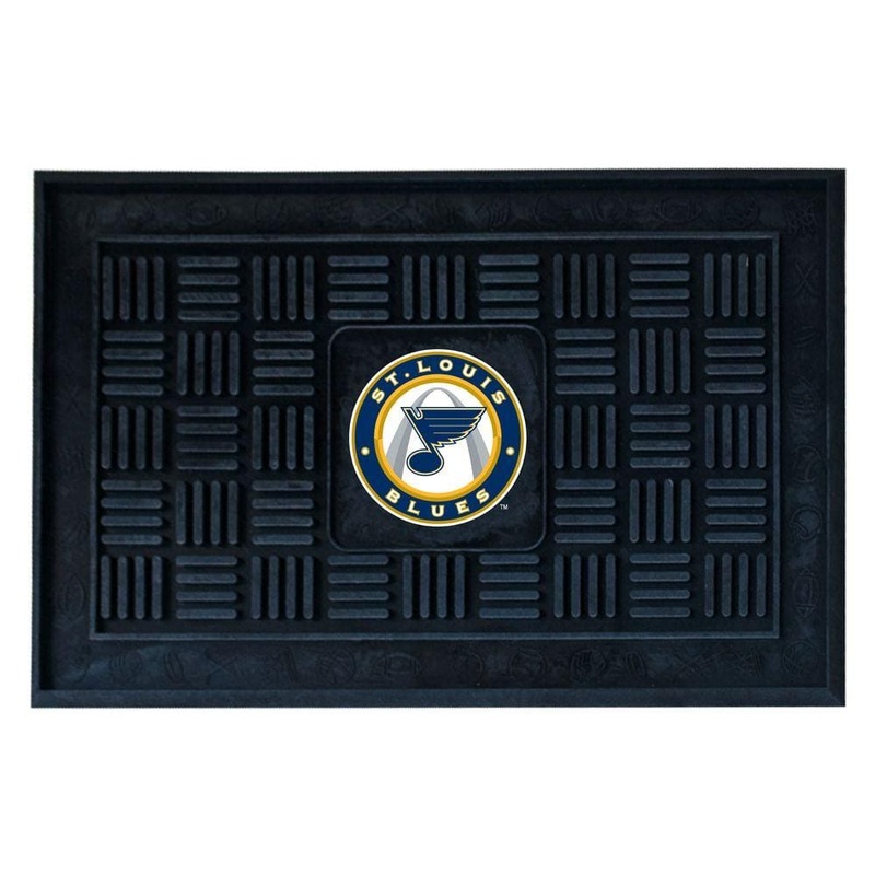 FANMATS NHL St. Louis Blues Black 1 ft. 7 in. x 2 ft. 6 in. Indoor/Outdoor Vinyl Door Mat 11487