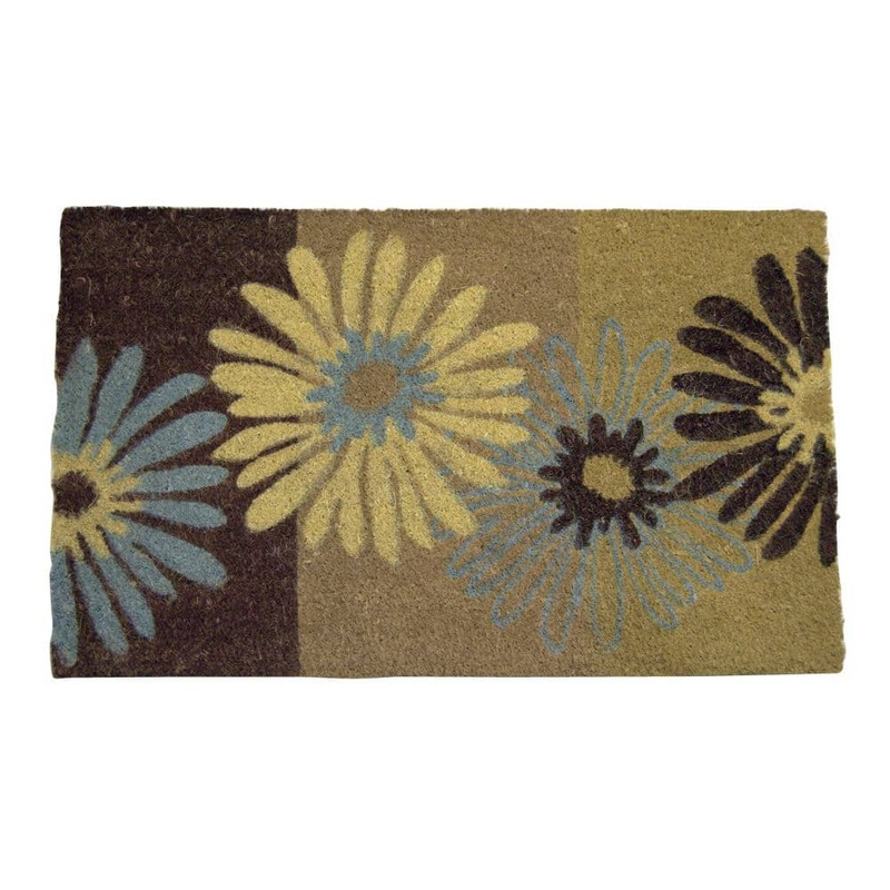 GEO CRAFTS Earthtone Floral Multi Color Daisy 18 in. x 30 in. Coir with PVC Backing Doormat G1013