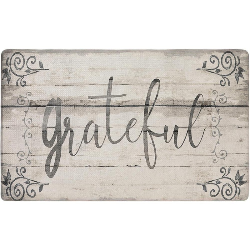 Home Dynamix Cozy Living Grateful Floral Grey 17.5 in. x 30 in. Anti Fatigue Kitchen Mat 1-CZ01