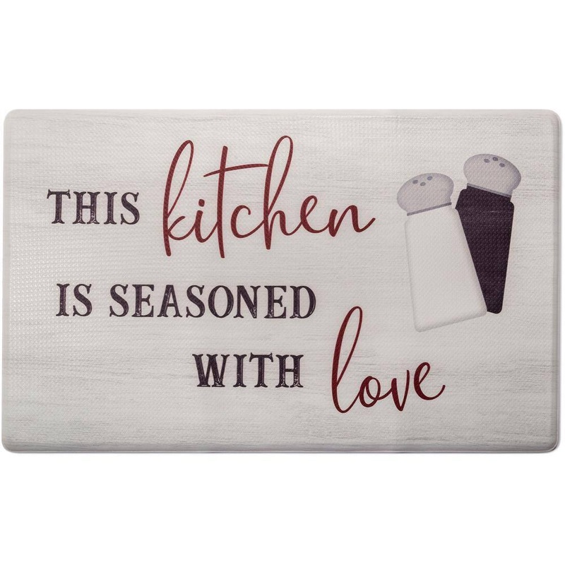 Home Dynamix Cozy Living Seasoned with Love Grey 17.5 in. x 30 in. Anti Fatigue Kitchen Mat 1-CZ26
