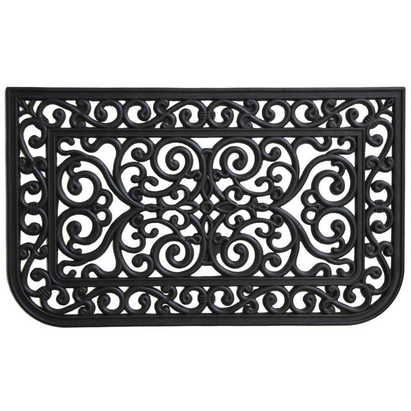 HomeRoots Black 30 in. x 18 in. Rubber Non-Slip Indoor/Outdoor Door Mat 2000555236