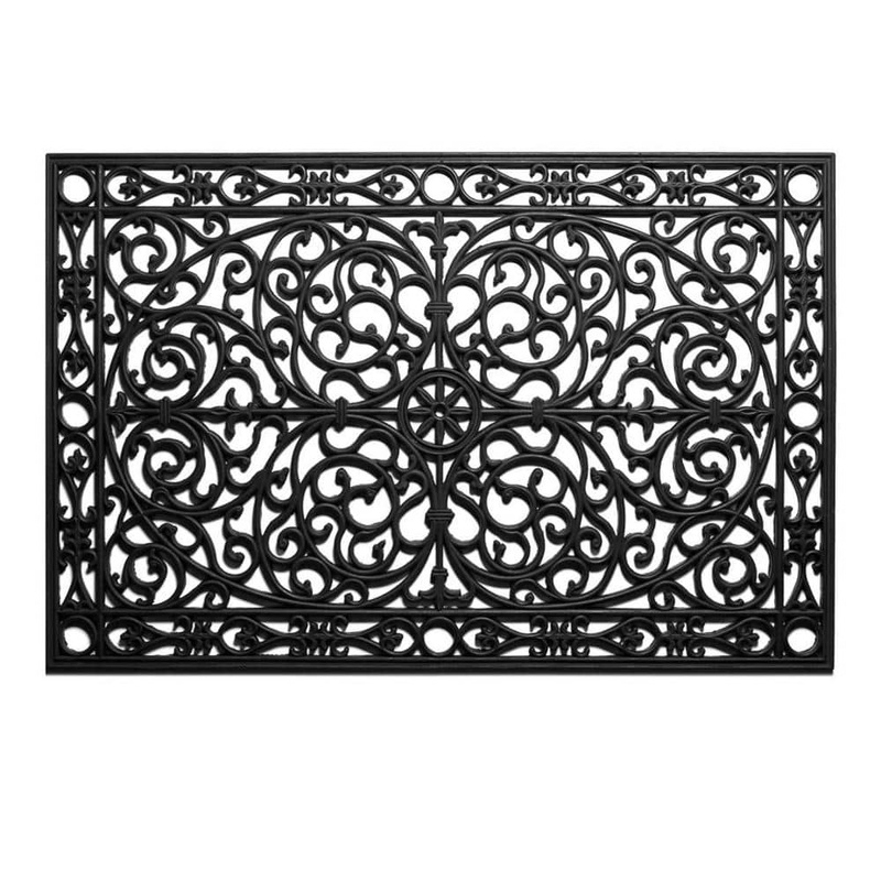 HomeRoots Black 36 in. x 24 in. Rubber Non-Slip Indoor/Outdoor Door Mat 2000555202